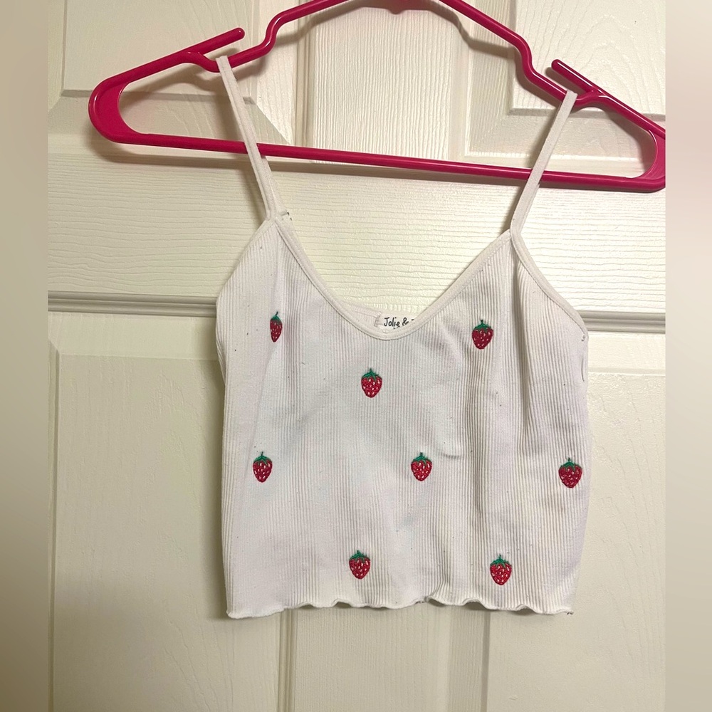 White Strawberry Tank Top